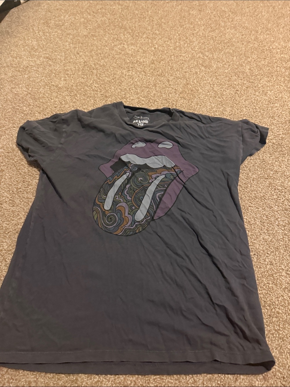American Eagle Outfitters Gray Graphic Tee with Purple Accent